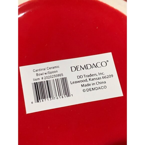 Red Ceramic Cardinal Serving Bowl With Matching Spoon By DEMDACO NWT - Picture 7 of 7